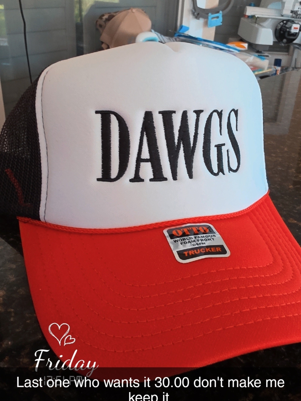 DAWGS Trucker Hat - Red & White